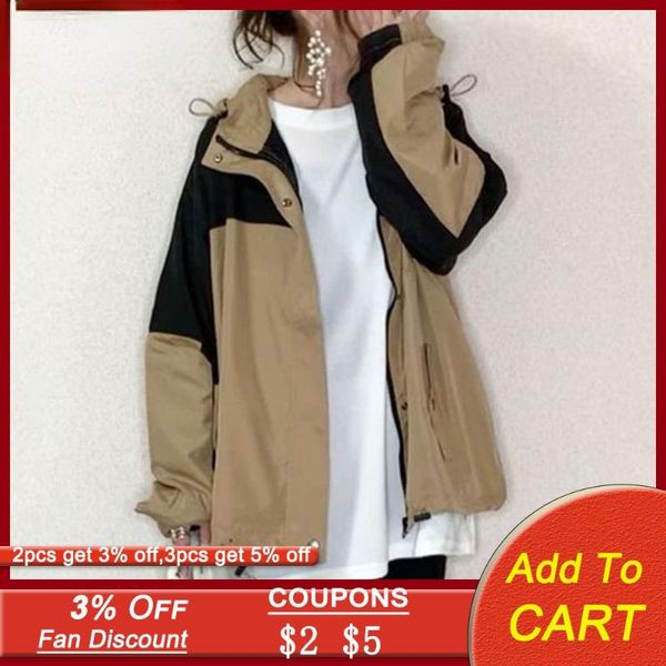 women's jackets casual spring women jacket 2021 korean janpan zipper long sleeve outwear outfits color block female, Black;brown
women's jackets casual spring women jacket 2021 korean janpan zipper long sleeve outwear outfits color block female, Black;brown