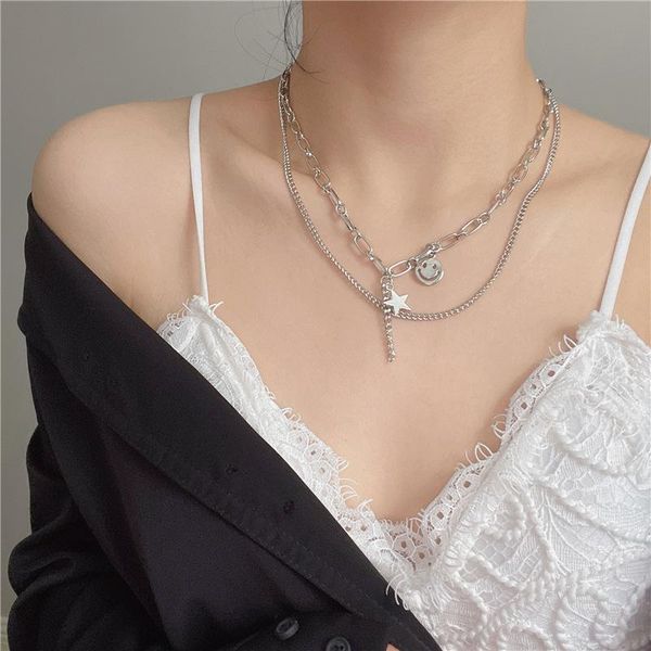 chains fashion simple five-pointed star double-layer necklace female student street shooting neck chain clavicle, Silver
chains fashion simple five-pointed star double-layer necklace female student street shooting neck chain clavicle, Silver