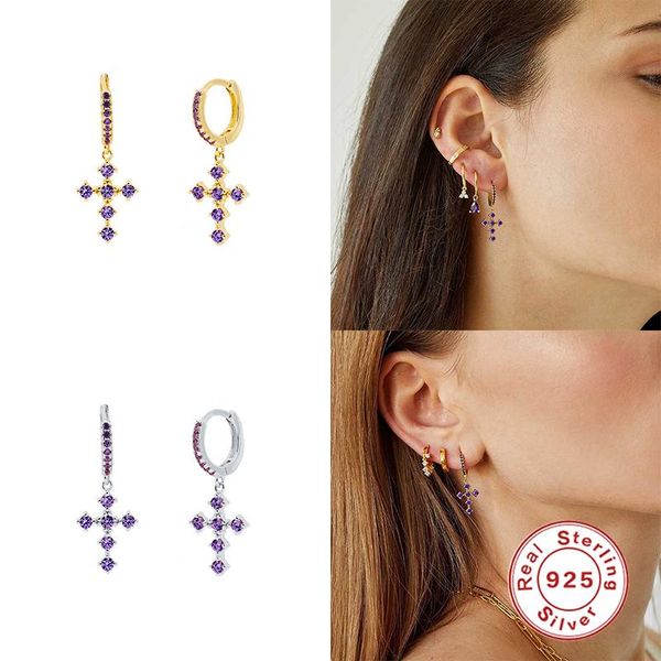 hoop & huggie boako 925 sterling silver white purple zircon cross pendant earrings for women small diamond pave circle, Golden;silver
hoop & huggie boako 925 sterling silver white purple zircon cross pendant earrings for women small diamond pave circle, Golden;silver