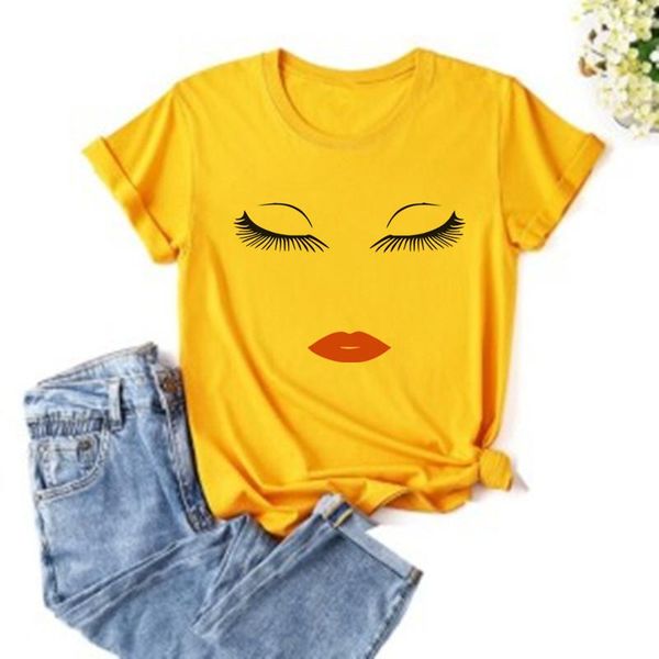 women's t-shirt pink eyelashes print art t shirt women makeup graphic tee personality hipster summer cotton woman fashion tshirt street, White
women's t-shirt pink eyelashes print art t shirt women makeup graphic tee personality hipster summer cotton woman fashion tshirt street, White