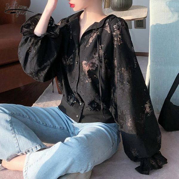 women's blouses & shirts spring autumn lantern sleeve lace blouse for women office lady long floral black female clothing 12691, White
women's blouses & shirts spring autumn lantern sleeve lace blouse for women office lady long floral black female clothing 12691, White