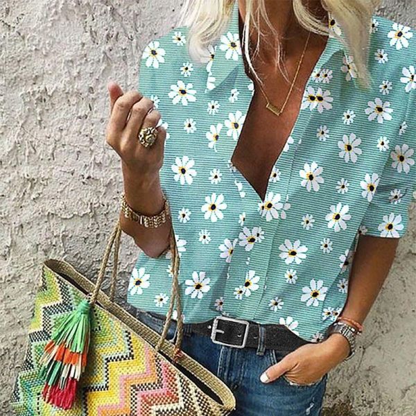 women's blouses & shirts 2021 print plus size womens and daisy lapel neck half sleeve office blouse streetwear women clothes shirt, White
women's blouses & shirts 2021 print plus size womens and daisy lapel neck half sleeve office blouse streetwear women clothes shirt, White