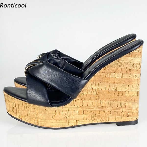 rontic new fashion women platform mules sandals slippers wedges heels peep toe elegant black party shoes us size 5-20
rontic new fashion women platform mules sandals slippers wedges heels peep toe elegant black party shoes us size 5-20