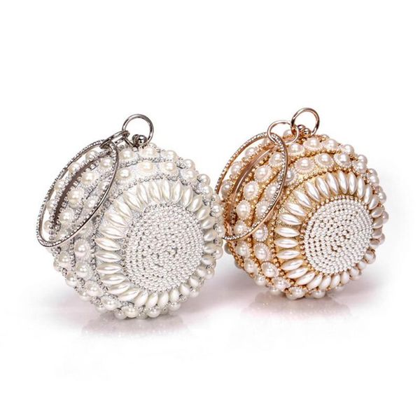 women round clutch handbag artificial pearl beaded ring handle purse banquet party evening bag
women round clutch handbag artificial pearl beaded ring handle purse banquet party evening bag