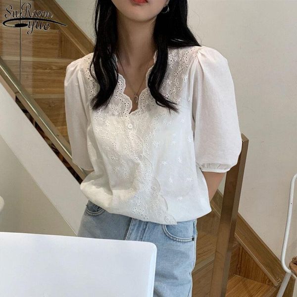 women's blouses & shirts 2021 white women fashion short sleeve shirt hollow korean chic button up blusas mujer drop 14275
women's blouses & shirts 2021 white women fashion short sleeve shirt hollow korean chic button up blusas mujer drop 14275