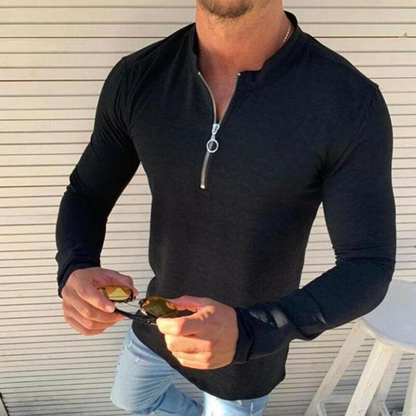 men's t-shirts slim fit zipper long sleeve stand neck muscle tee t-shirt casual fashion, White;black
men's t-shirts slim fit zipper long sleeve stand neck muscle tee t-shirt casual fashion, White;black