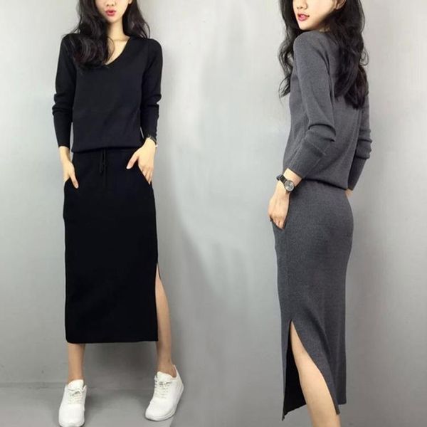 casual dresses spring and autumn fashion women's slim sweater knit bottoming waist dress long section sleeve, Black;gray
casual dresses spring and autumn fashion women's slim sweater knit bottoming waist dress long section sleeve, Black;gray