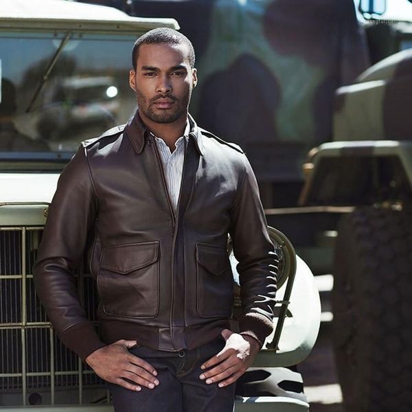 men's leather & faux tea color dull cow polish retro vintage a2 dark brown jacket man cowhide genuine clothes, Black
men's leather & faux tea color dull cow polish retro vintage a2 dark brown jacket man cowhide genuine clothes, Black