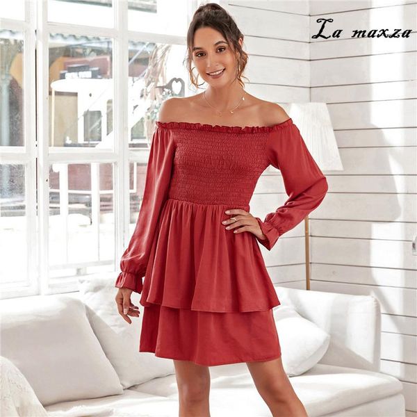 casual dresses 2021 slash neck women dress autumn elegant lantern sleeves ruffles midi, Black;gray
casual dresses 2021 slash neck women dress autumn elegant lantern sleeves ruffles midi, Black;gray