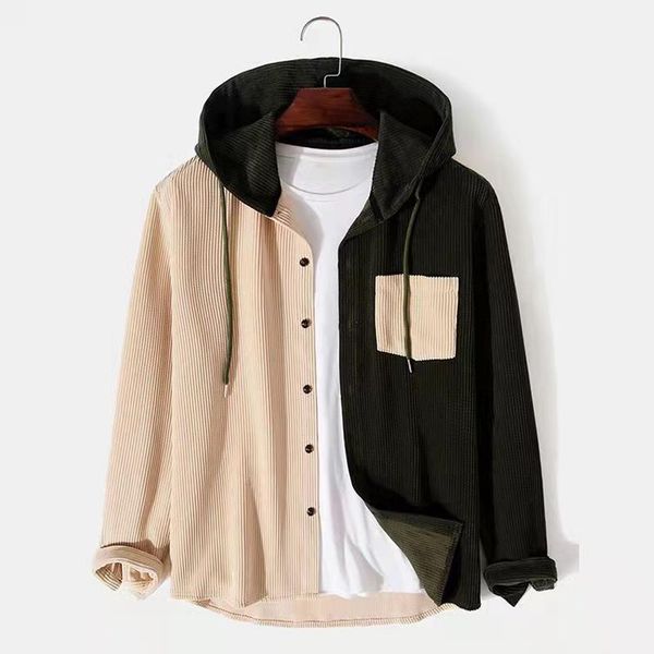 men's casual shirts corduroy patchwork color hoodie shirt autumn long sleeve button clothing men outerwear s-2xl, White;black
men's casual shirts corduroy patchwork color hoodie shirt autumn long sleeve button clothing men outerwear s-2xl, White;black