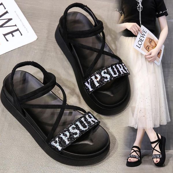 sandals women's 2021 summer roman wild flat high heels french fairy style women, Black
sandals women's 2021 summer roman wild flat high heels french fairy style women, Black