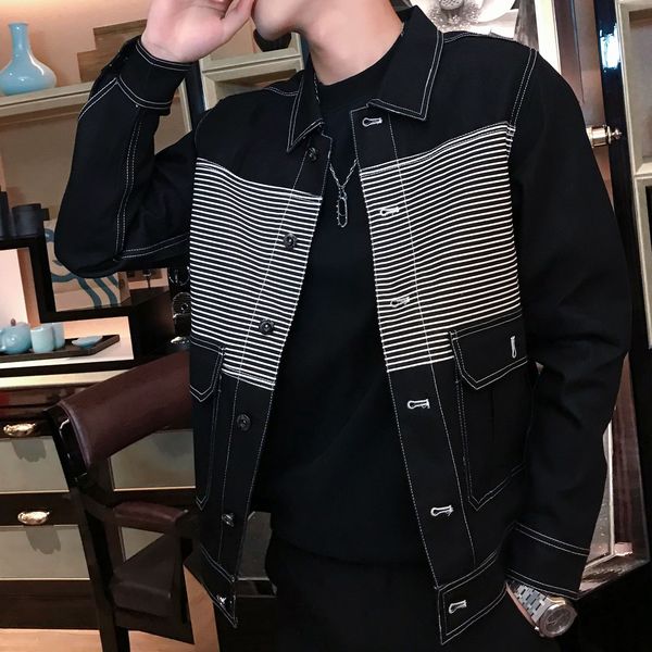 2021 spring new social fashion contrast striped open line denim men's hip hop jacket club outfit bomber jackets men black moix, Black;brown
2021 spring new social fashion contrast striped open line denim men's hip hop jacket club outfit bomber jackets men black moix, Black;brown