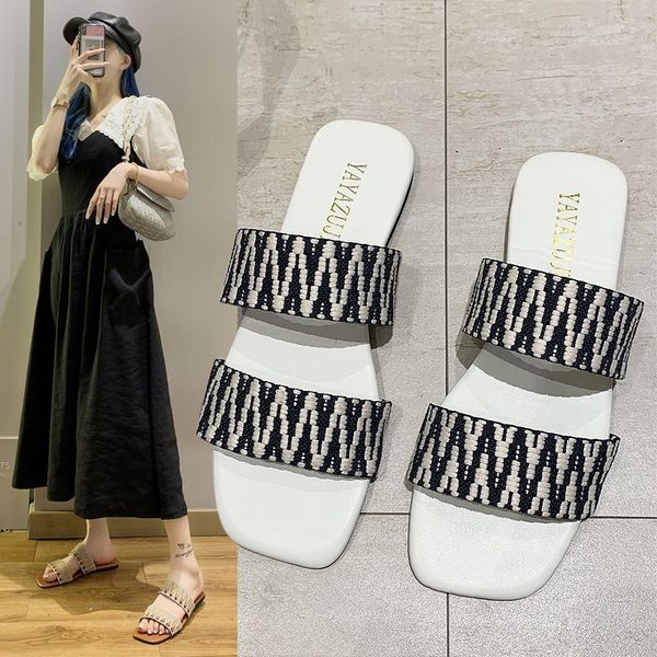slippers nice women's slippers summer korean square flat bottom shoes color matching large size fabrics j1w0, Black
slippers nice women's slippers summer korean square flat bottom shoes color matching large size fabrics j1w0, Black