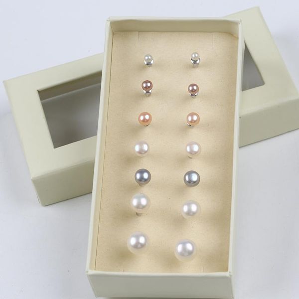 stud 7pairs all-match white and mixd color pearl earrings set button freshwater women, Golden;silver
stud 7pairs all-match white and mixd color pearl earrings set button freshwater women, Golden;silver