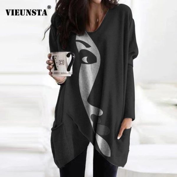women's blouses & shirts vintage abstract printed long sleeve shirt women elegant v neck loose blouse autumn pockets irregular oversiz, White
women's blouses & shirts vintage abstract printed long sleeve shirt women elegant v neck loose blouse autumn pockets irregular oversiz, White