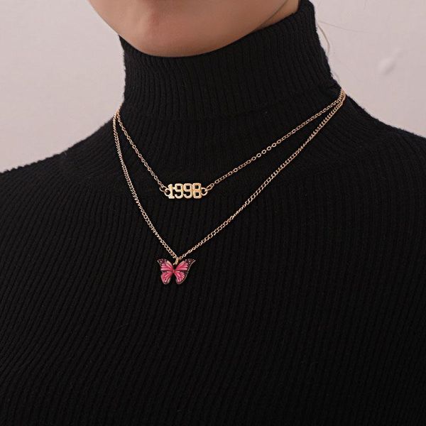 pendant necklaces vintage temperament number 1998 butterfly necklace for women double layer chains geometric clavicle jewelry, Silver
pendant necklaces vintage temperament number 1998 butterfly necklace for women double layer chains geometric clavicle jewelry, Silver