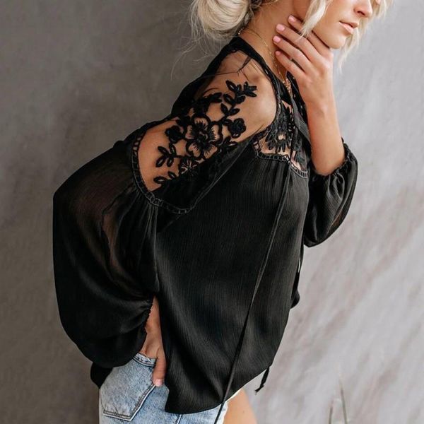 women's blouses & shirts hirigin fashion womens chiffon summer perspective female lace casual v-neck ladies solid long sleeve, White
women's blouses & shirts hirigin fashion womens chiffon summer perspective female lace casual v-neck ladies solid long sleeve, White