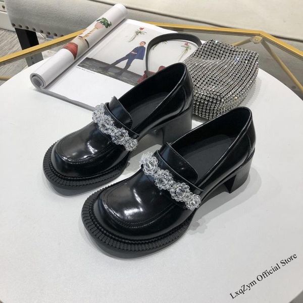 mary jane beaded decoration shoes women's summer new british style brand round toe thick with single sandals, Black
mary jane beaded decoration shoes women's summer new british style brand round toe thick with single sandals, Black