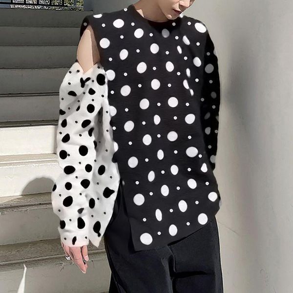 men's t-shirts incerun men casual t shirt polka dot print patchwork o neck long sleeve clothing 2021 streetwear fashion korean tee 5xl, White;black
men's t-shirts incerun men casual t shirt polka dot print patchwork o neck long sleeve clothing 2021 streetwear fashion korean tee 5xl, White;black