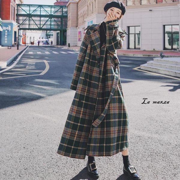 women's wool & blends korean style plaid women coat 2021 winter vintage single breasted thick loose, Black
women's wool & blends korean style plaid women coat 2021 winter vintage single breasted thick loose, Black