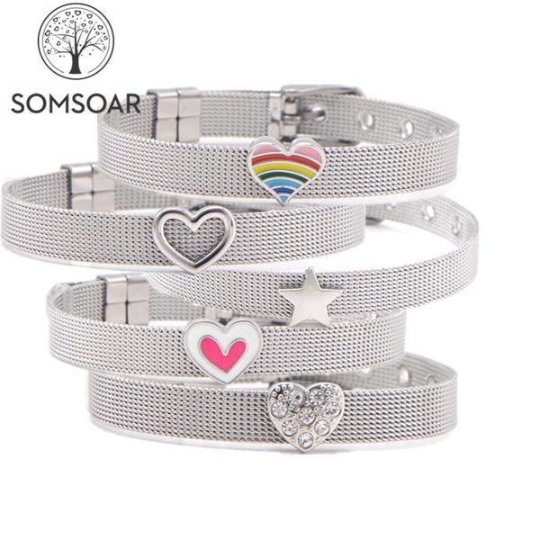 tennis drop somsoar jewelry love & heart slide charms silver stainless steel mesh bracelet bangles as valentine's day gift, Golden;silver
tennis drop somsoar jewelry love & heart slide charms silver stainless steel mesh bracelet bangles as valentine's day gift, Golden;silver