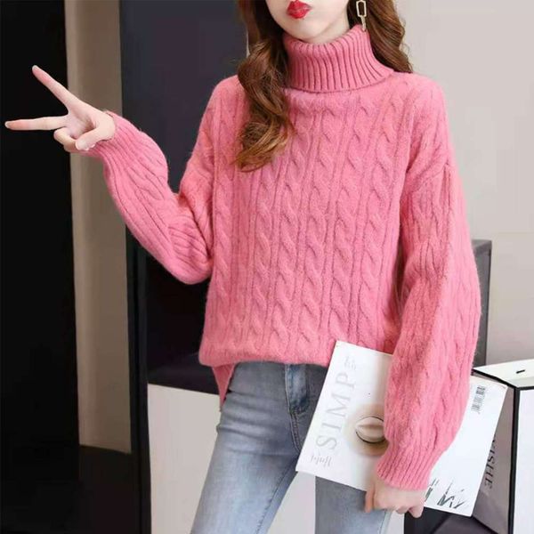 twist turtleneck women's pullover 2021 autumn and winter new lazy wind loose sweater, White;black
twist turtleneck women's pullover 2021 autumn and winter new lazy wind loose sweater, White;black
