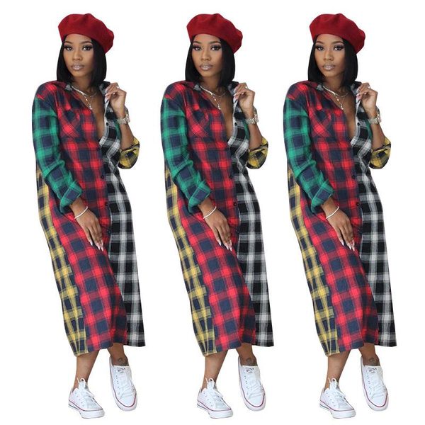 casual dresses women shirt dress 2021 autumn plaid patchwork print full sleeves lapel neck nightclub buttons real pictures, Black;gray
casual dresses women shirt dress 2021 autumn plaid patchwork print full sleeves lapel neck nightclub buttons real pictures, Black;gray