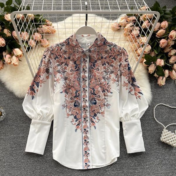 women's blouses & shirts 2021 female design sense niche print retro puff sleeve slim fit all-match fashion temperament lady shirt, White
women's blouses & shirts 2021 female design sense niche print retro puff sleeve slim fit all-match fashion temperament lady shirt, White