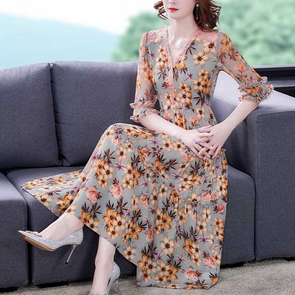 summer fashion temperament women v neck half sleeve flower print vintage dress elegant dresses vestido 210531, Black;gray
summer fashion temperament women v neck half sleeve flower print vintage dress elegant dresses vestido 210531, Black;gray