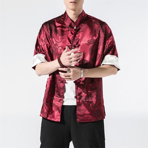 ethnic clothing chinese shirts satin silk vintage coat 4color hanfu blouse traditional for men tang collar year clothes, Red
ethnic clothing chinese shirts satin silk vintage coat 4color hanfu blouse traditional for men tang collar year clothes, Red