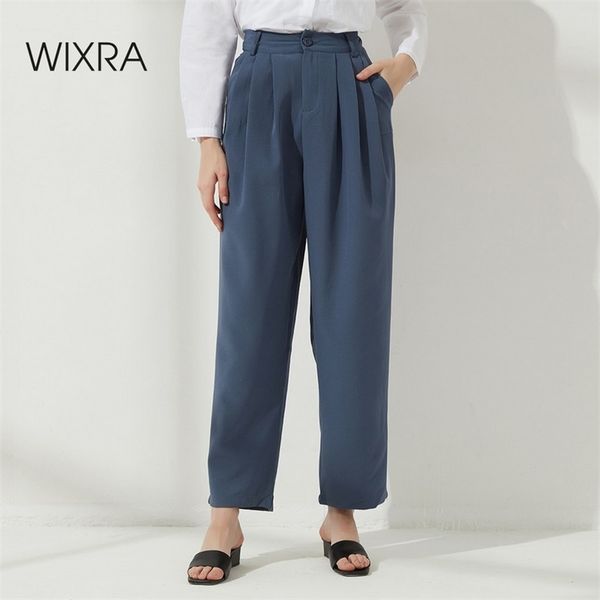 wixra women loose office lady pants casual wide-leg harem spring summer button zipper solid trousers 211007, Black;white 
wixra women loose office lady pants casual wide-leg harem spring summer button zipper solid trousers 211007, Black;white