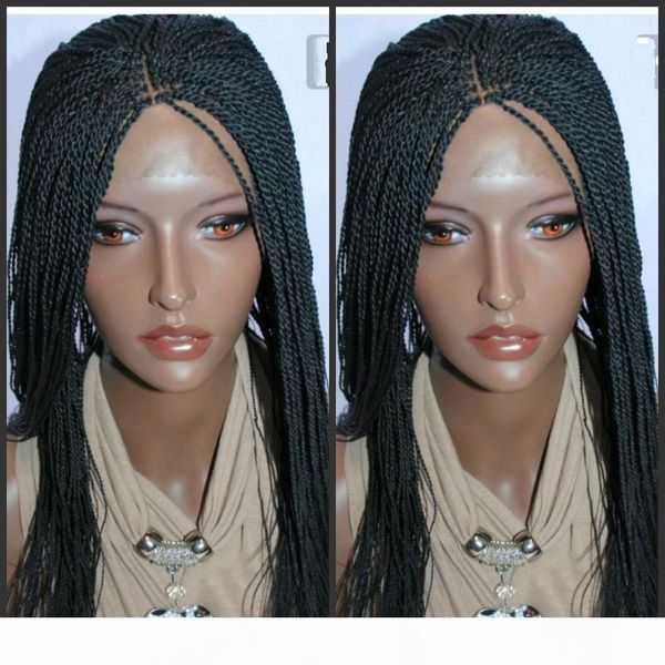 handmade long senegalese 2x twist lace wig synthetic fully hand braided lace front wig medium twist for afro women, Black 
handmade long senegalese 2x twist lace wig synthetic fully hand braided lace front wig medium twist for afro women, Black