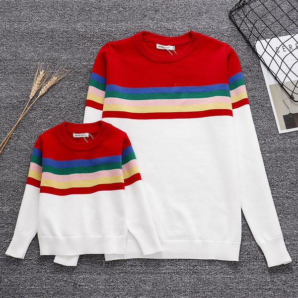 knit rainbow stripe sweaters mother baby cotton mommy and me clothes clothing matching outfits, Blue
knit rainbow stripe sweaters mother baby cotton mommy and me clothes clothing matching outfits, Blue