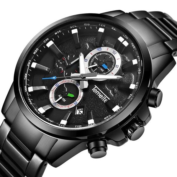 wristwatches temeite fashion men watches black chronograph quartz watch waterproof stainless steel military sport date clock, Slivery;brown
wristwatches temeite fashion men watches black chronograph quartz watch waterproof stainless steel military sport date clock, Slivery;brown