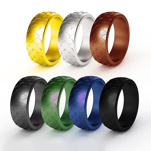 cluster rings 7pcs/lot 3d fish-scale design crossfit flexible silicone mens wedding bands finger ring sporty hypoallergenic jewelry jz32, Golden;silver
cluster rings 7pcs/lot 3d fish-scale design crossfit flexible silicone mens wedding bands finger ring sporty hypoallergenic jewelry jz32, Golden;silver