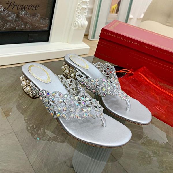slippers prowow summer explosion wome shoes ladies crystal string bead genuine leather square pearl heels slides, Black
slippers prowow summer explosion wome shoes ladies crystal string bead genuine leather square pearl heels slides, Black