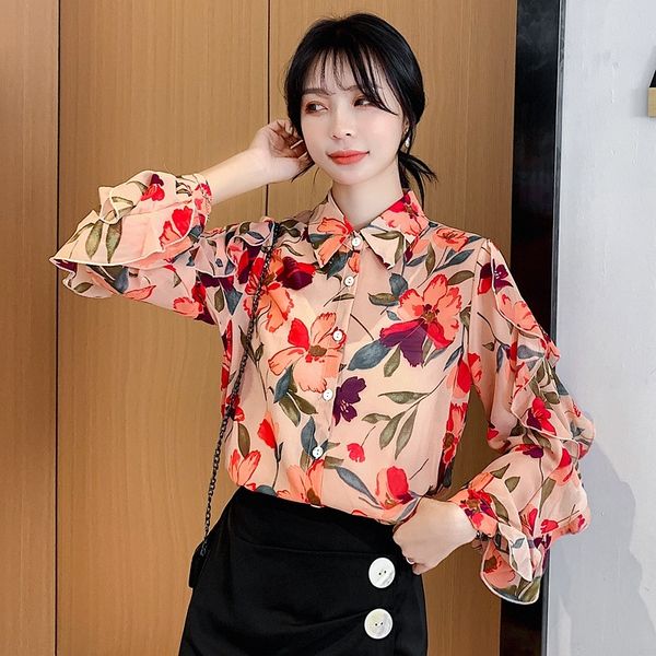 women's blouses floral chiffon shirts with the cardigan button womens blouses jcrq, Black
women's blouses floral chiffon shirts with the cardigan button womens blouses jcrq, Black