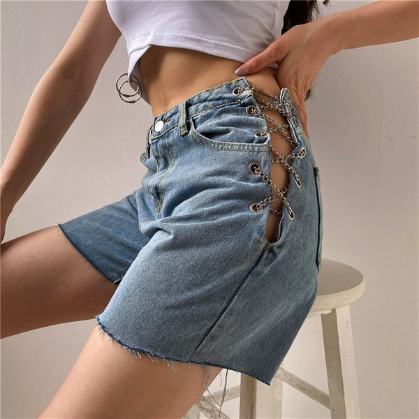 size split metal chain denim shorts women hollow out high waist short pants korean summer blue jeans streetwear, Black;white
size split metal chain denim shorts women hollow out high waist short pants korean summer blue jeans streetwear, Black;white