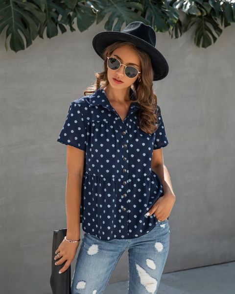 women's blouses & shirts yanueun womens blouse ladies dot print turn-down collar short sleeve 2021 summer high street, White
women's blouses & shirts yanueun womens blouse ladies dot print turn-down collar short sleeve 2021 summer high street, White