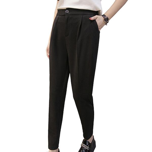 women's pants & capris harem women 2021 summer ol casual elastic high waist slim work plus size 3xl trousers, Black;white