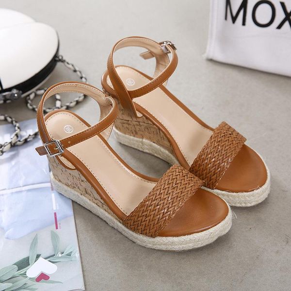sandals solid color weave roman ladies shoes ankle buckle wild paltform sandalias de mujer drop women's summer wedges, Black
sandals solid color weave roman ladies shoes ankle buckle wild paltform sandalias de mujer drop women's summer wedges, Black
