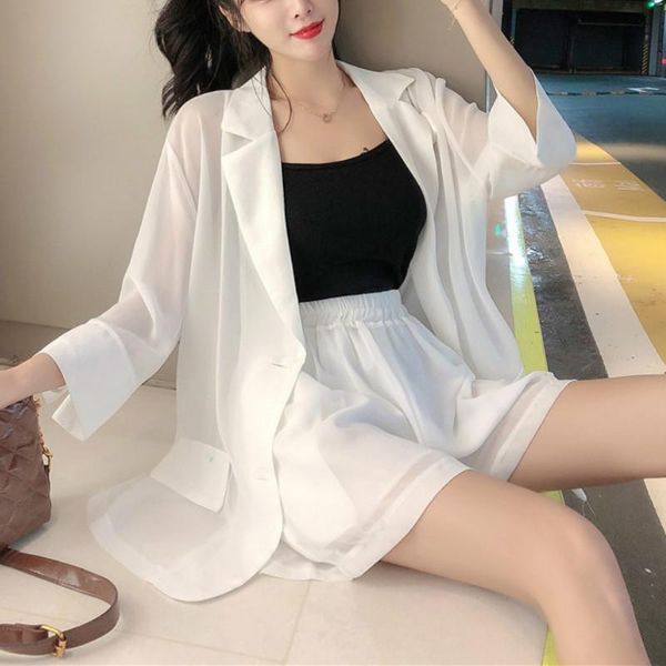 summer casual thin chiffon 2 piece set women elegant blazers and wide leg short pants suits office female two pieces sets, Gray
summer casual thin chiffon 2 piece set women elegant blazers and wide leg short pants suits office female two pieces sets, Gray
