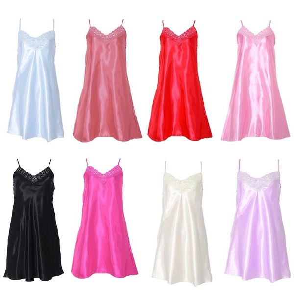 women's sleepwear women ice silk cool nightgown pyjamas v neck robe femme night dress nightwear, Black;red
women's sleepwear women ice silk cool nightgown pyjamas v neck robe femme night dress nightwear, Black;red