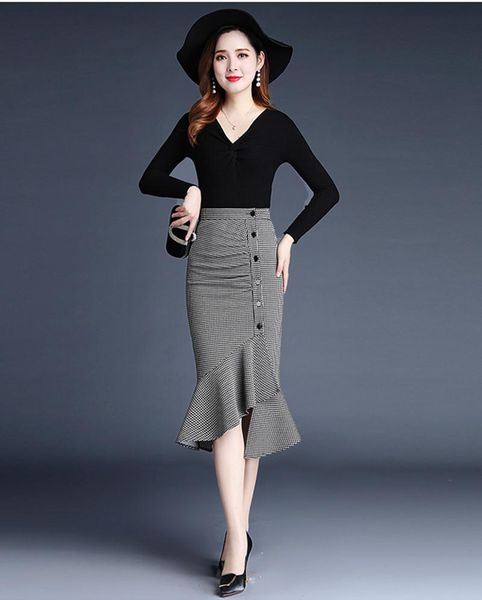 skirts fashionable elegant temperament falbala plaid fishtail skirt high waist comfortable hip slim fit irregular button woman, Black
skirts fashionable elegant temperament falbala plaid fishtail skirt high waist comfortable hip slim fit irregular button woman, Black