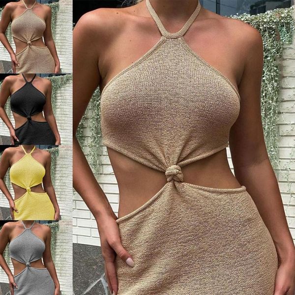 casual dresses womens summer halter neck knitted slim midi long dress cut out high waist backless twist knot front beach sundress, Black;gray
casual dresses womens summer halter neck knitted slim midi long dress cut out high waist backless twist knot front beach sundress, Black;gray