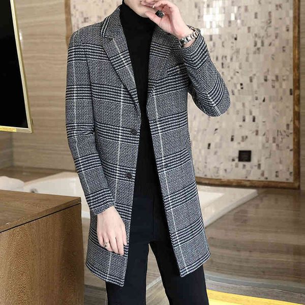 men's wool & blends jacket of medium-length wool, casual slim plaid for men, autumn and winter krhr, Black
men's wool & blends jacket of medium-length wool, casual slim plaid for men, autumn and winter krhr, Black