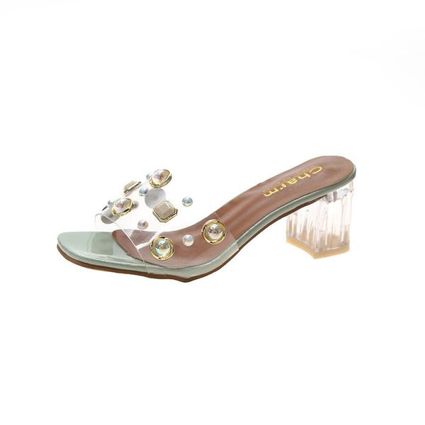 slippers 2021 summer women's shoes slip-on solid crystal round toe fashion sweet med heels square heel lazy transparent, Black
slippers 2021 summer women's shoes slip-on solid crystal round toe fashion sweet med heels square heel lazy transparent, Black