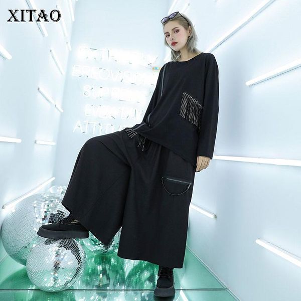 women's pants & capris xitao tassel wide leg fashion women elegant pocket pleated elastic waist black casual ankle length dmy2653, Black;white
women's pants & capris xitao tassel wide leg fashion women elegant pocket pleated elastic waist black casual ankle length dmy2653, Black;white