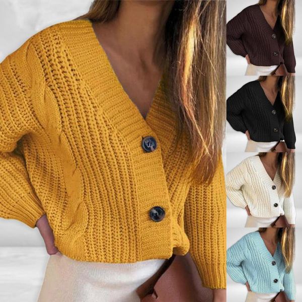 women's knits & tees fall/winter women's sweater short cardigan twisted v-neck thick line single-breasted long sleeve ladies, White
women's knits & tees fall/winter women's sweater short cardigan twisted v-neck thick line single-breasted long sleeve ladies, White