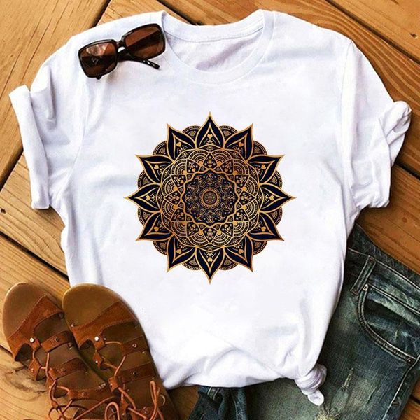 women's t-shirt beautiful mandala print short sleeve tshirt women aesthetics graphic female camisetas verano mujer, White
women's t-shirt beautiful mandala print short sleeve tshirt women aesthetics graphic female camisetas verano mujer, White